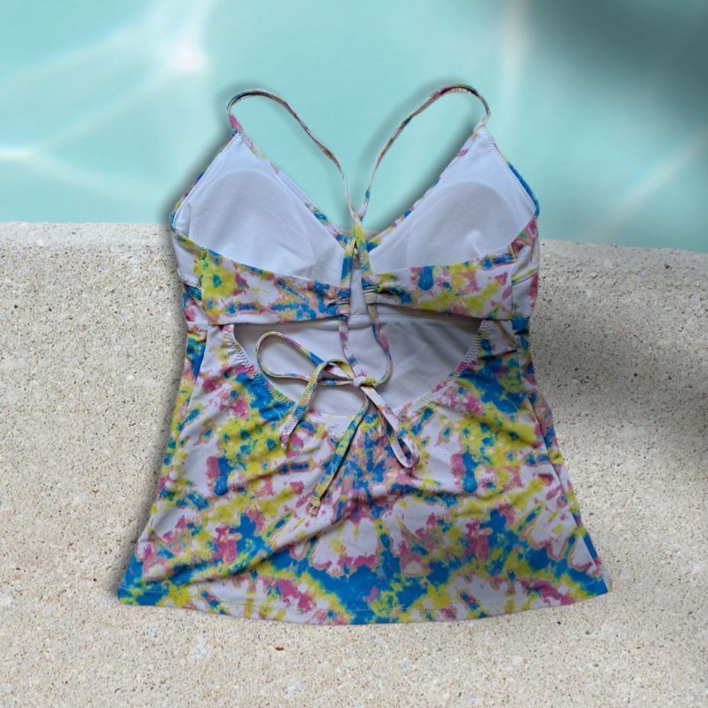 Jessica Simpson Tankini Top Spritz Multi Large - Picture 2 of 6